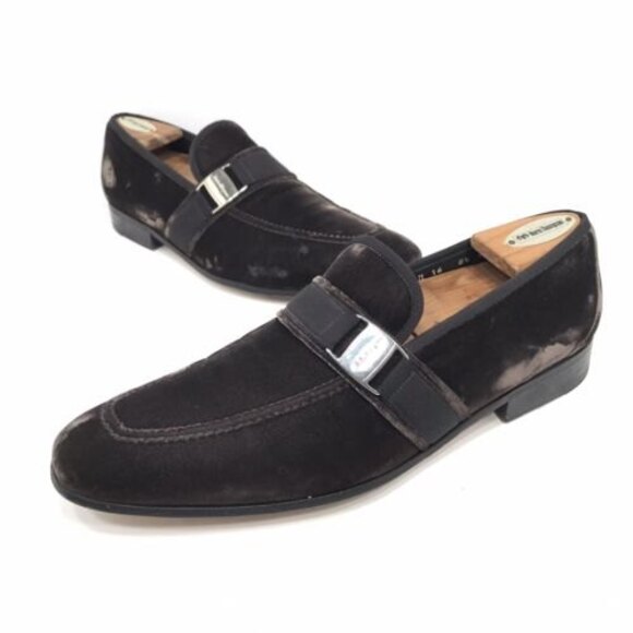 Salvatore Ferragamo Mens Velvet Slip On Loafers Size 8.5 Brown main image 5